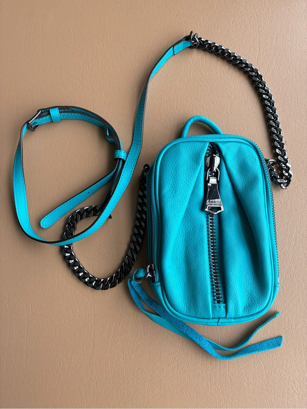 Aimee Kestenberg Tamitha Turquoise Leather Chain-Strap Crossbody